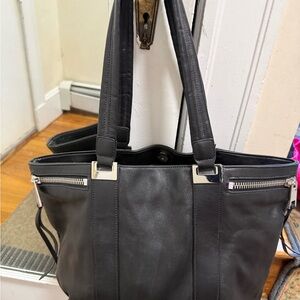 Elegant Black Leather Tote Bag